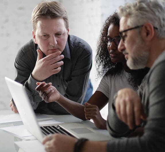 a team reviewing case studies